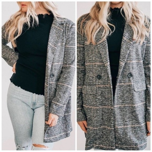 Sanctuary Jackets & Blazers - Sanctuary Carlyle Plaid Coat Abstract Plaid Soft Oversized Career Jacket Medium